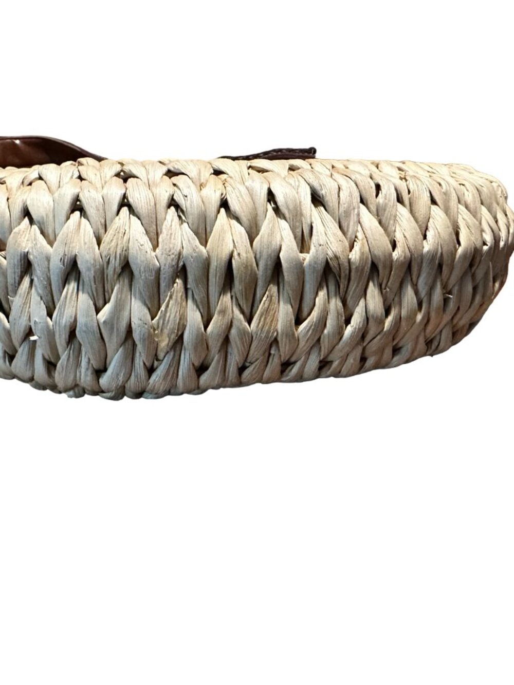 Coldwater Creek Medium Woven Straw Shoulder Bag Braided Leather Strap Purse - Picture 3 of 9